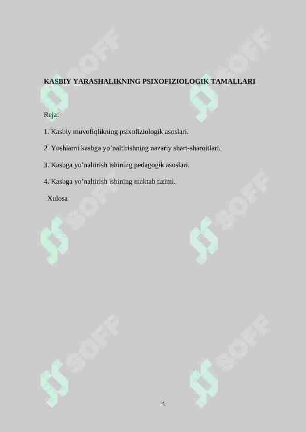 Kasbiy yarashalikning o'ziga xos tamallari