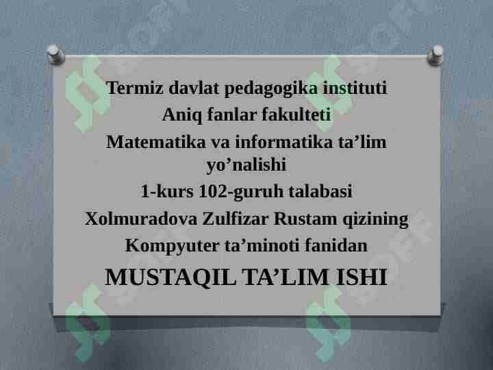 Tizimli blok qismlari bilan tanishish. Tizimli blokning tarmoq elektr toki manbasi.