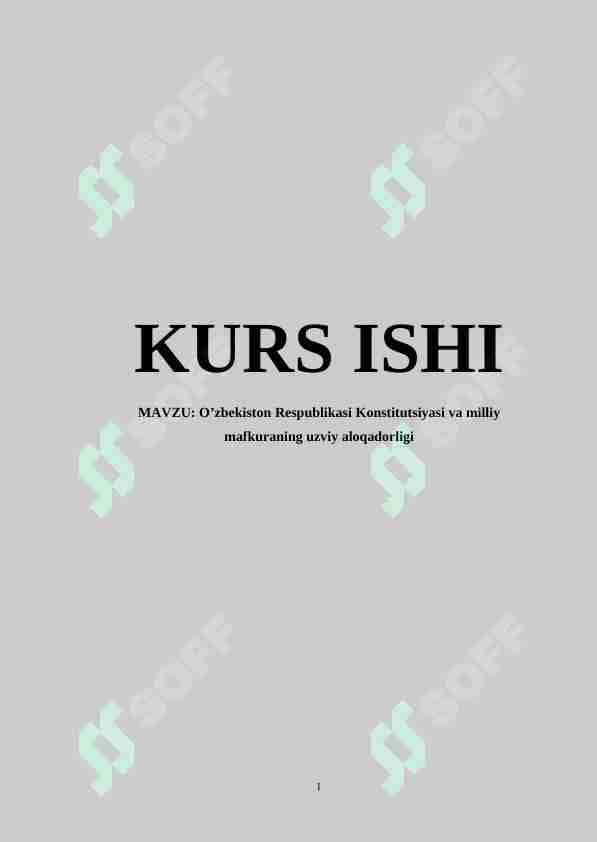 O'zbekiston Respublikasi Konstitutsiyasi va milliy mafkuraning uzviy aloqadorligi