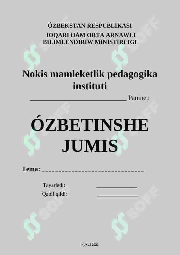Mektepge shekem jasındaǵı balalarǵa tálim beriwdiń ozine tanligi