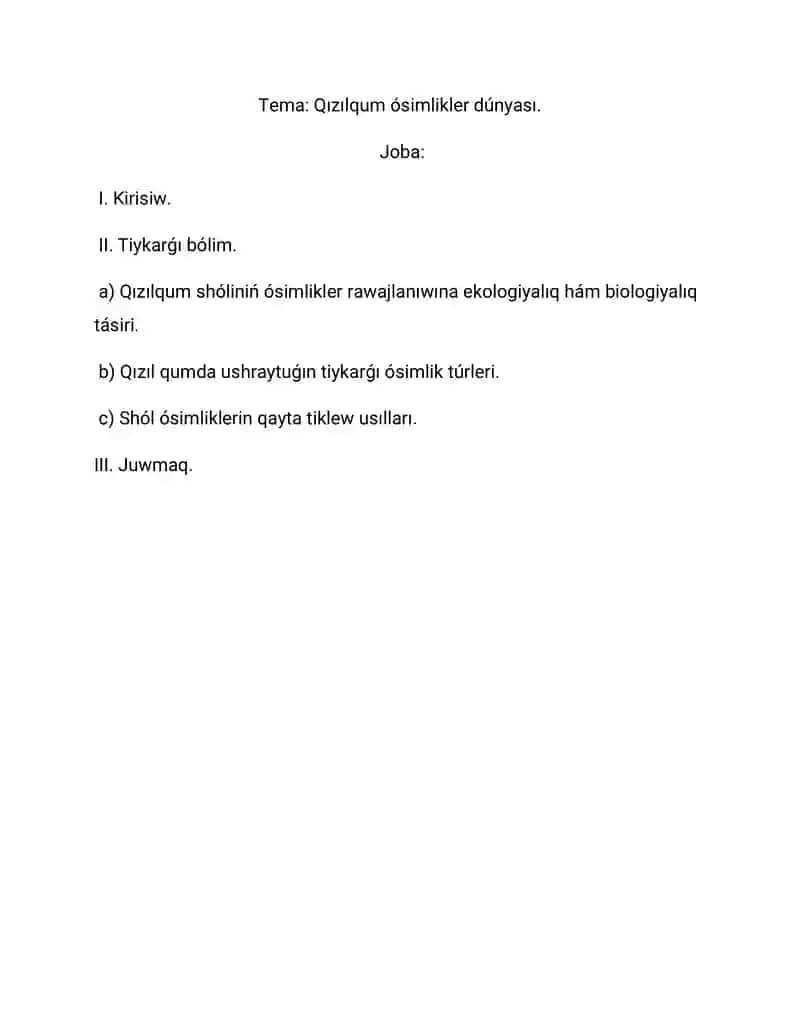 Qızılqum ósimlikler dúnyası