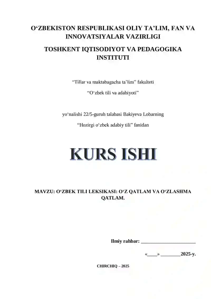 OʻZBEK TILI LEKSIKASI: OʻZ QATLAM VA OʻZLASHMA QATLAM