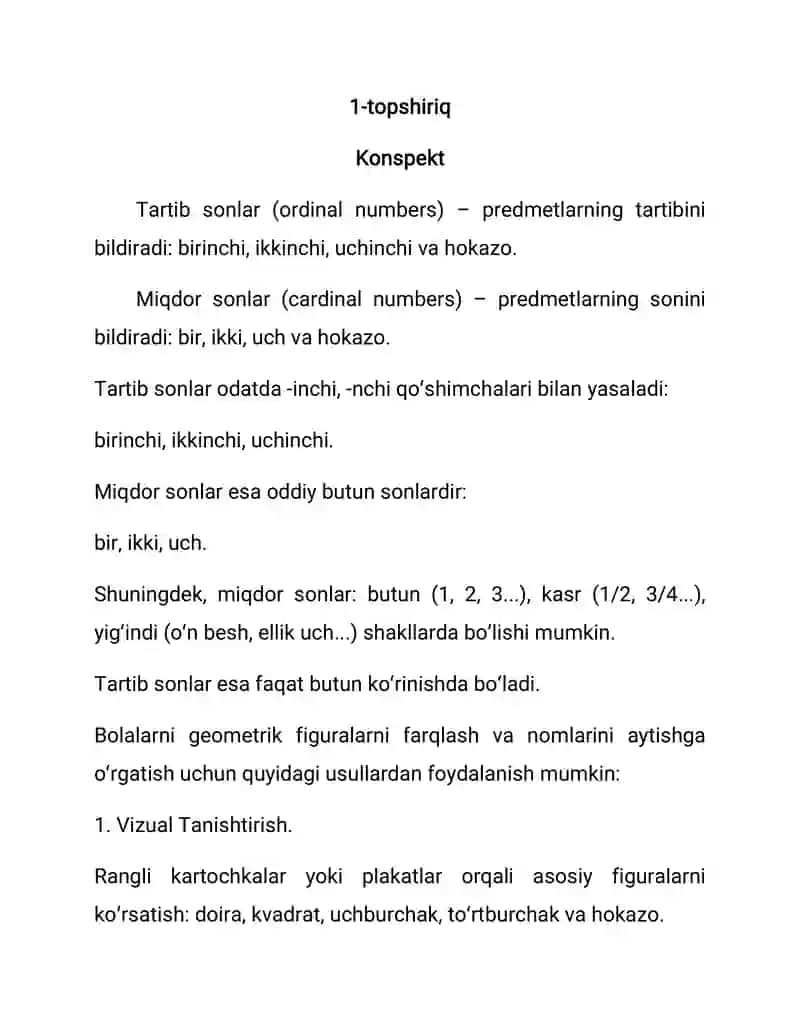 Geometrik Figuralar mashg'uloti