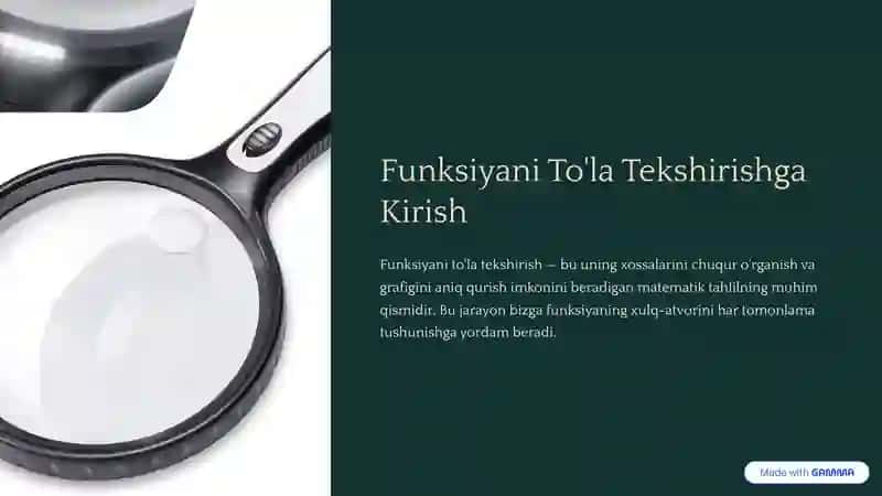 Funksiyani To'la Tekshirishga