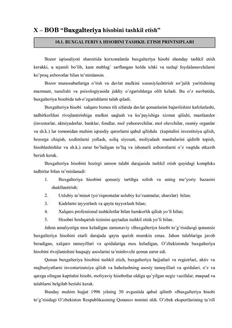 Buxgalteriya hisobini tashkil etish