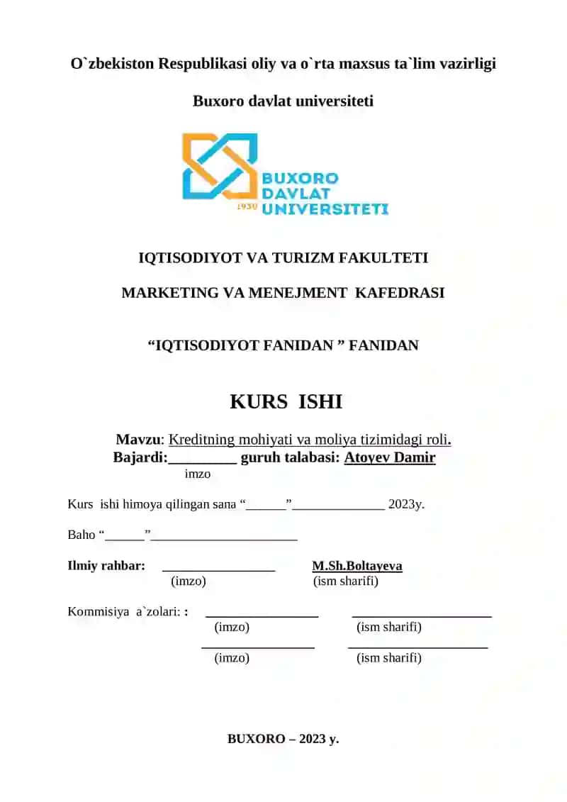 Kreditning mohiyati va moliya tizimidagi roli