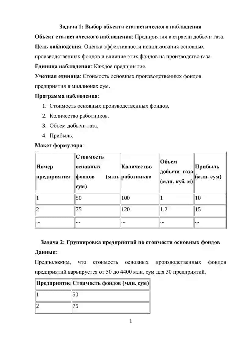Группировка предприятий по стоимости основных фондов