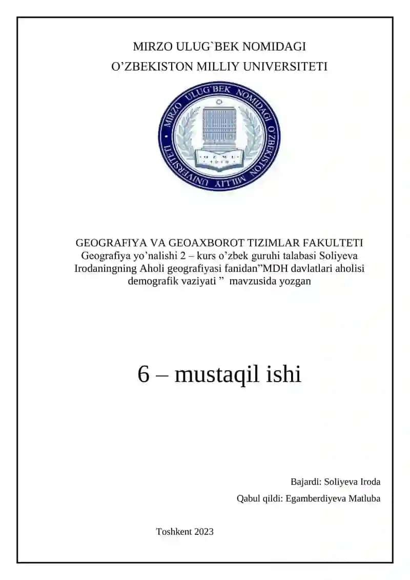MDH davlatlari aholisi demografik vaziyati