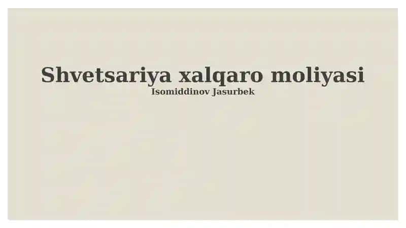 Shvetsariya xalqaro moliyasi