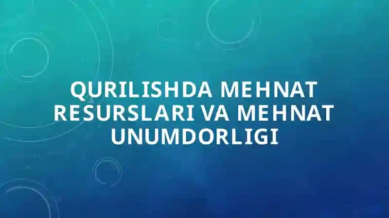 Mehnat unumdorligi va mehnat resurslari