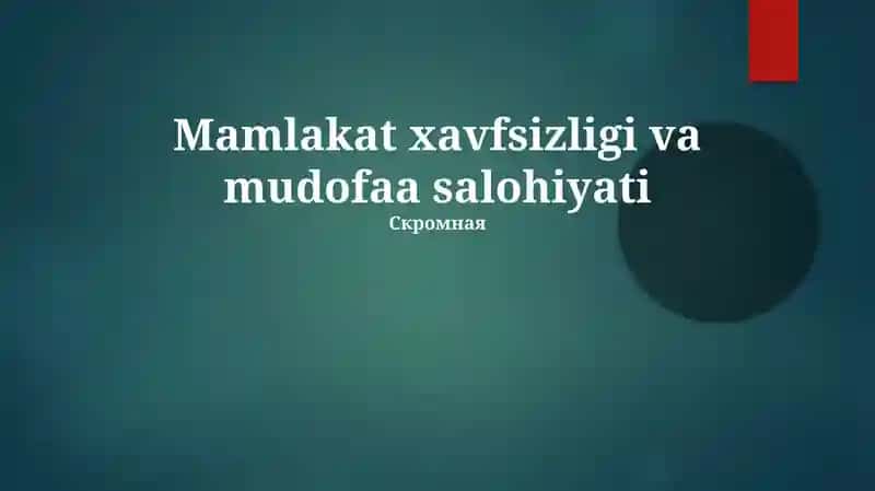 Mamlakat xavfsizligi va mudofaa salohiyati