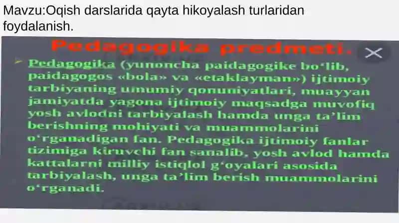 Oqish darslaridaqaytahikoyalashturlaridanfoydalanish