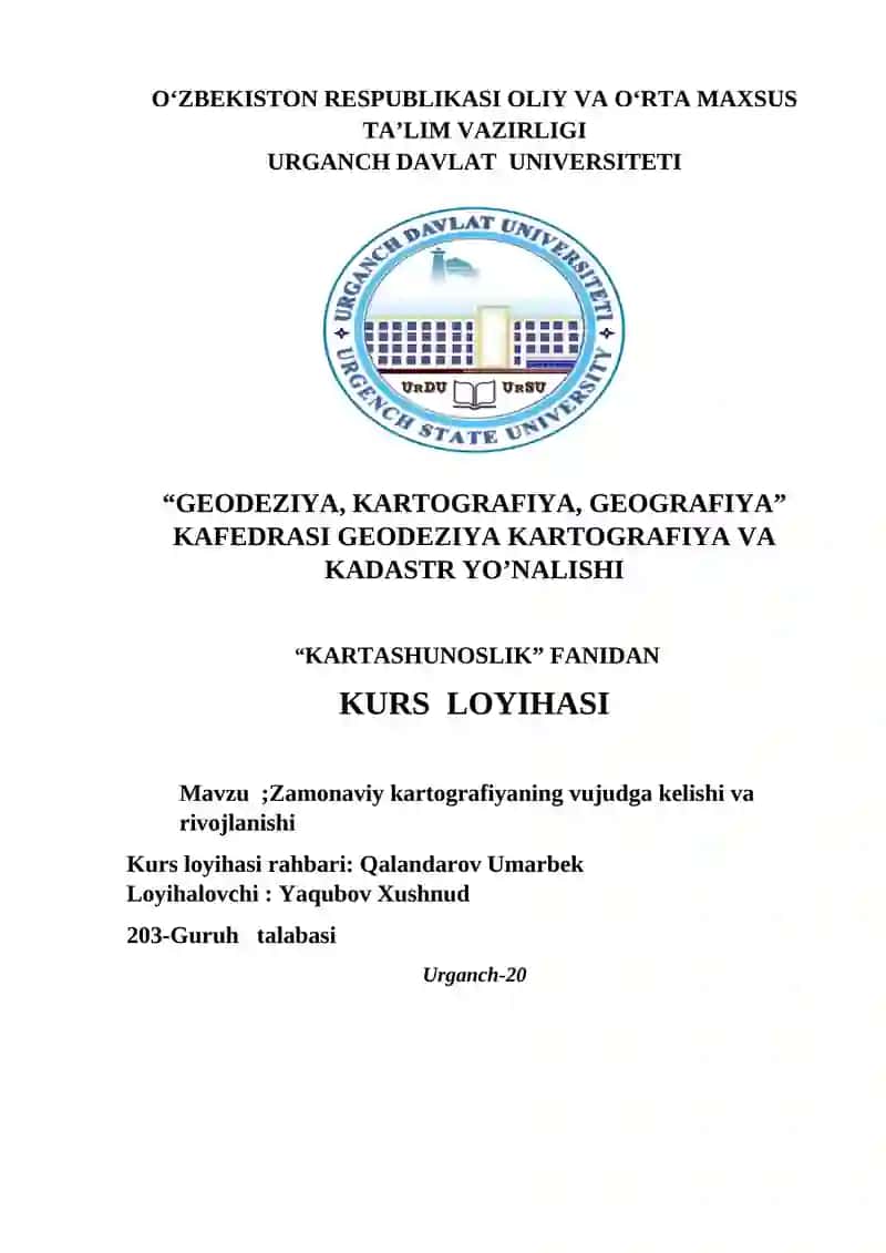 Zamonaviy kartografiyaning vujudga kelishi va rivojlanishi