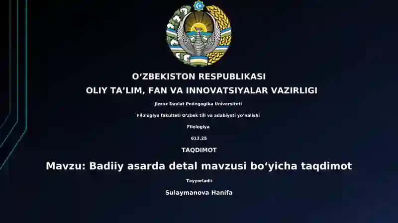 Badiiy asarda detal mavzusi boʻyicha taqdimot