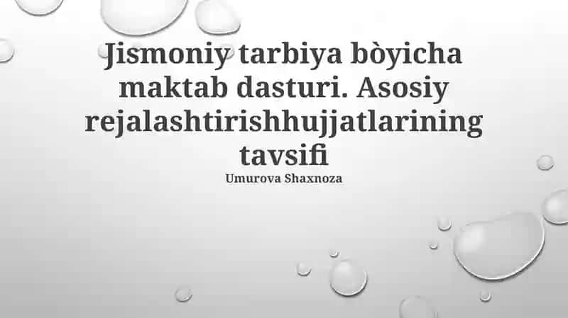 Jismoniy tarbiya bòyicha maktab dasturi