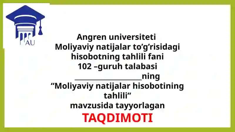 Moliyaviy natijalar hisobotining tahlili
