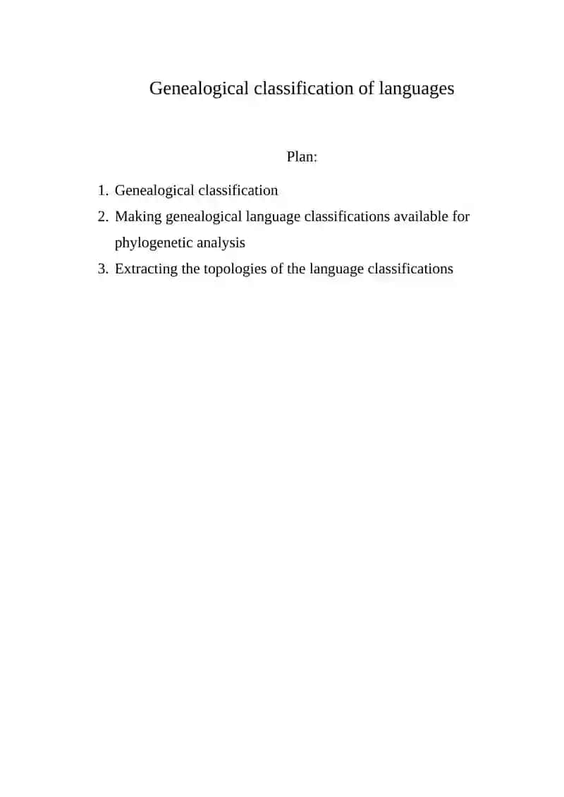 Genealogical classification of languages