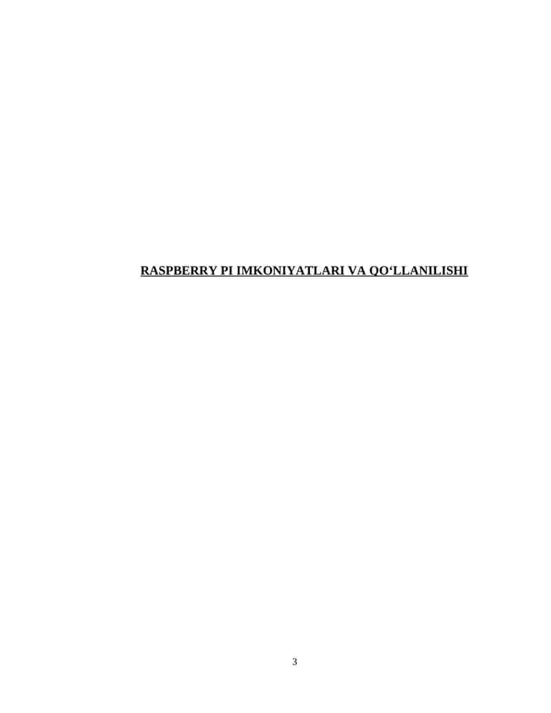 RASPBERRY PI IMKONIYATLARI VA QO‘LLANILISHI