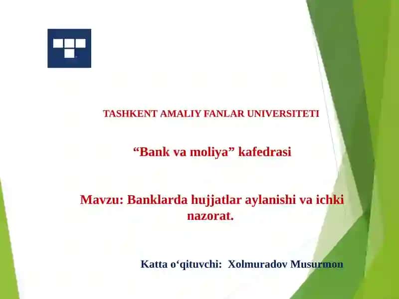 Bank hujjatlari va hujjatlar aylanishi