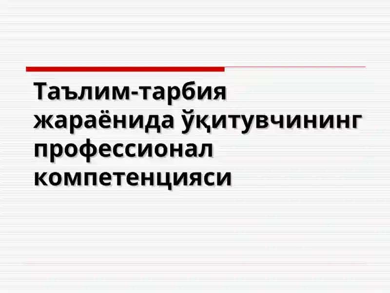 Таълим-тарбия жараёнида ўқитувчининг профессионал компетенцияси
