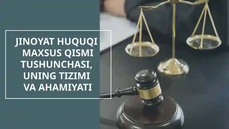JINOYAT HUQUQI MAXSUS QISMI TUSHUNCHASI, UNING TIZIMI VA AHAMIYATI