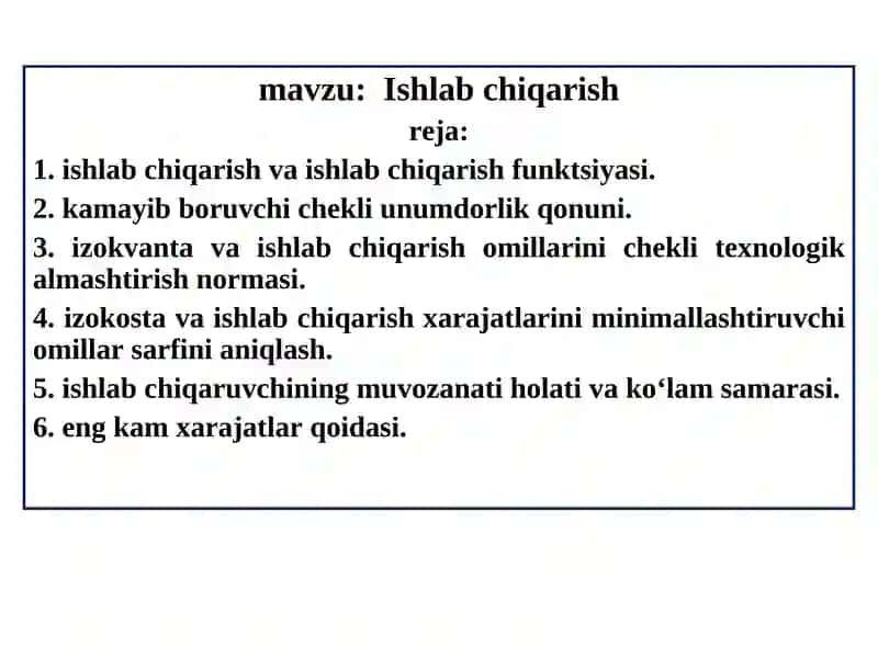 Ishlabchiqarish