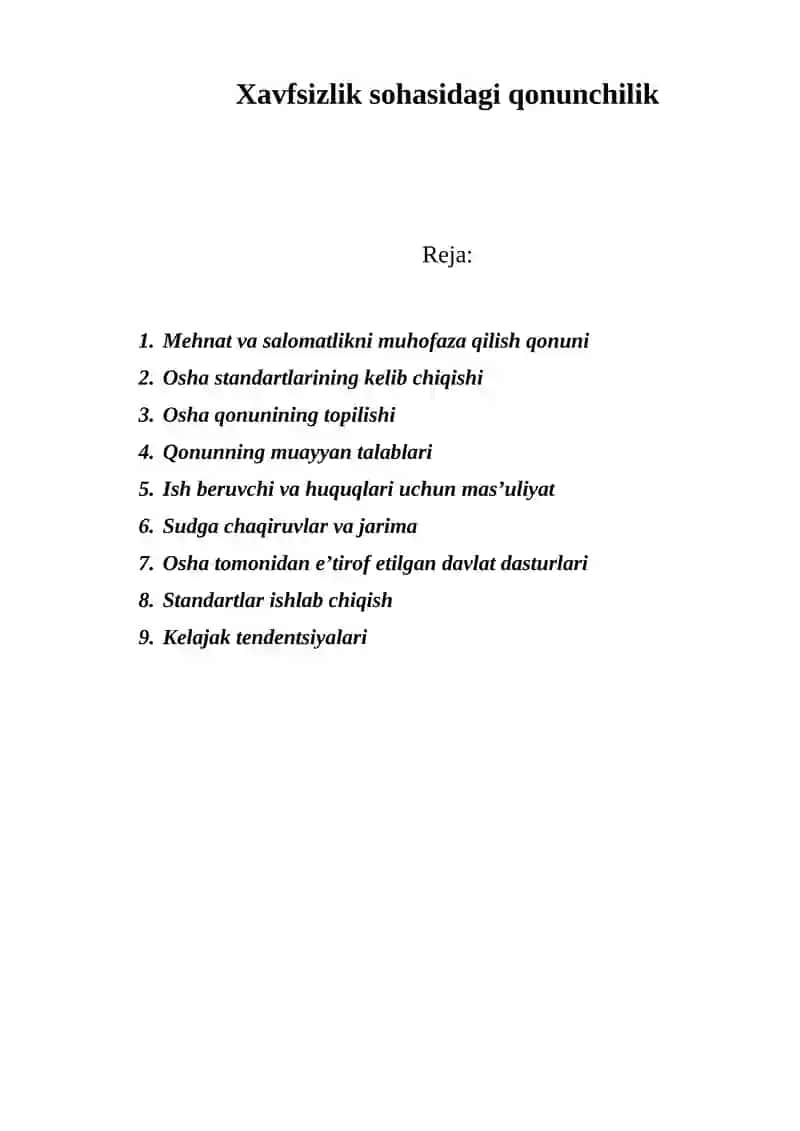 Xavfsizlik sohasidagi qonunchilik