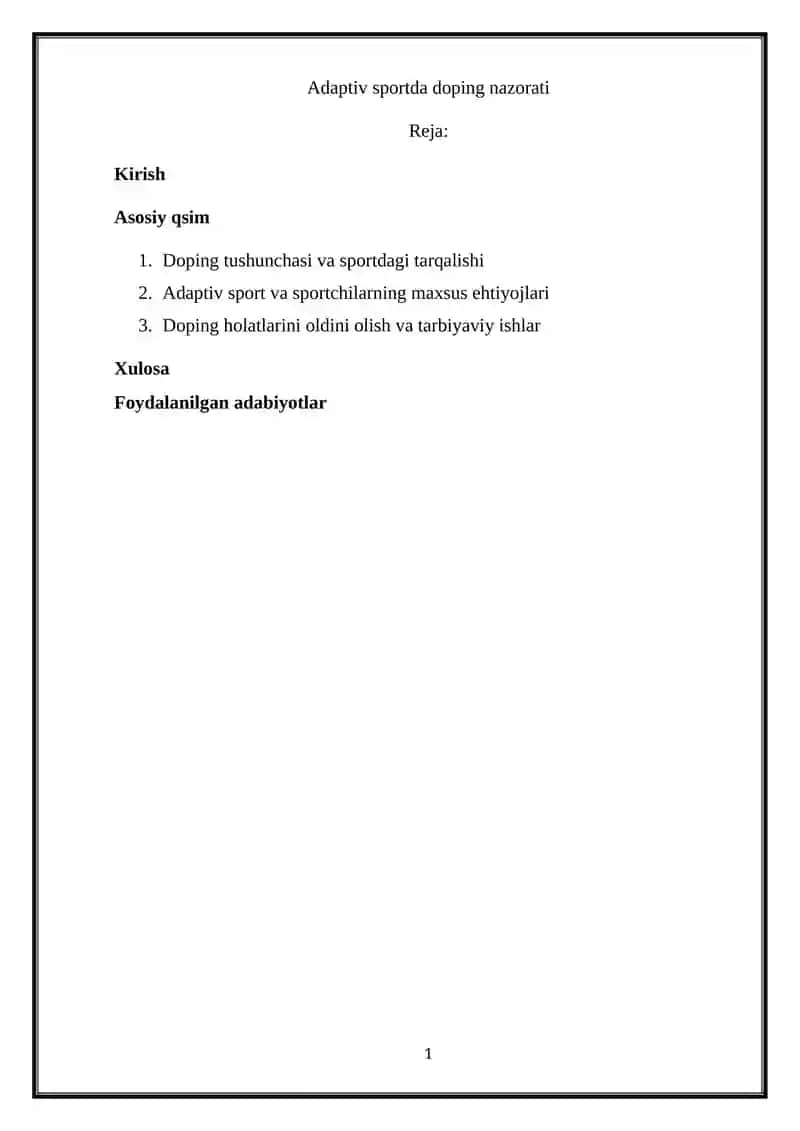 Adaptiv sportda doping nazorati