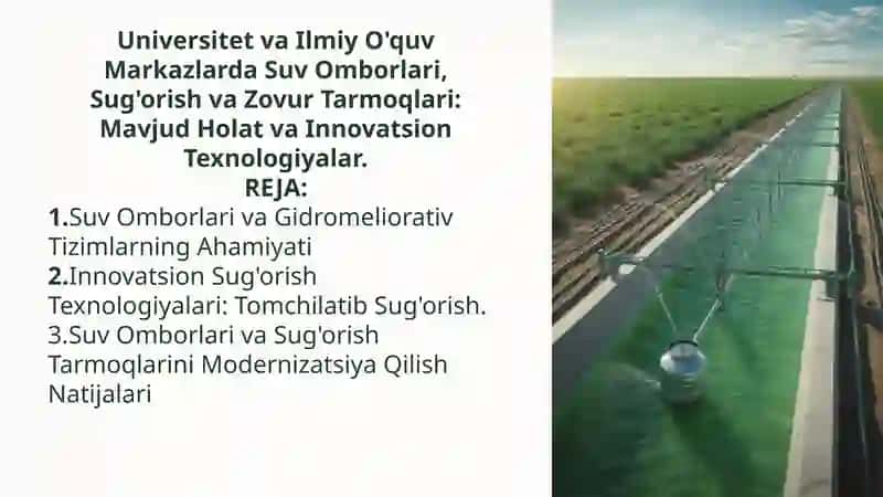 Suv Omborlari va Gidromeliorativ Tizimlarning Ahamiyati