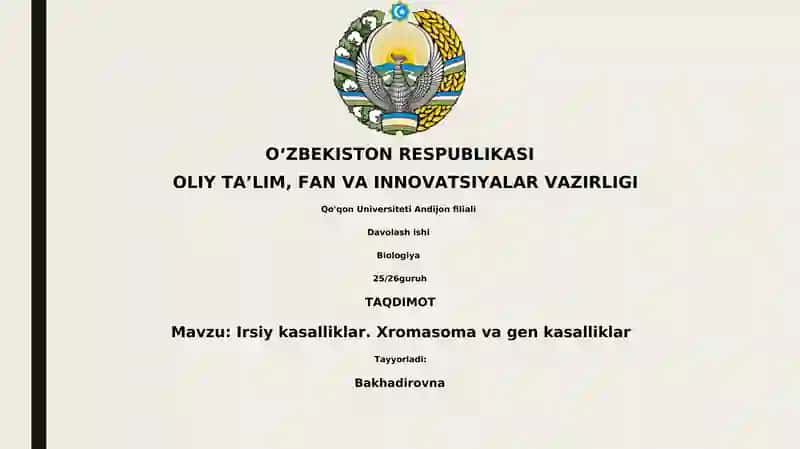 Irsiy kasalliklar. Xromasoma va gen kasalliklar