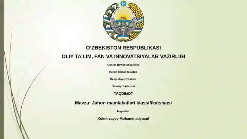 Jahon mamlakatlari klassifikatsiyasi