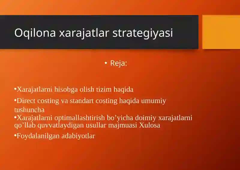 Xarajatlarni hisobga olishtirish tizimi
