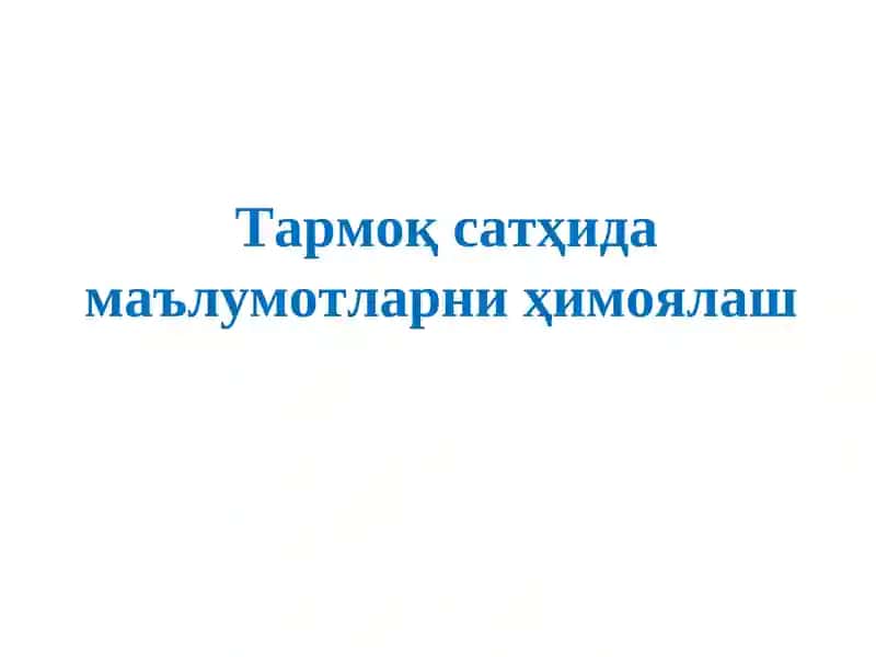 Тармоқ сатҳида хавфсизлик