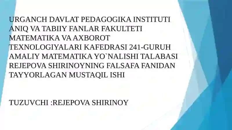 TABIIYILMIY FANLARDA BORLIQNING MOHIYATIGA OID KONSEPSIYALAR
