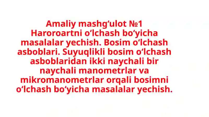 Harorat va bosimni o'lchash