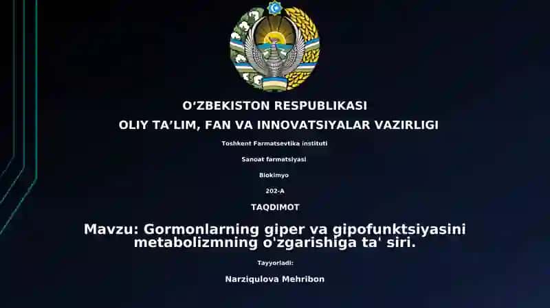 Sanoat farmatsiyasi Biokimyo