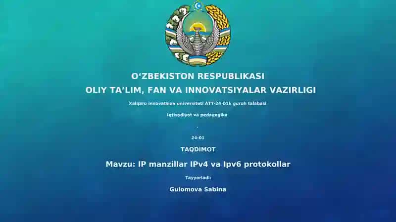 IP manzillar IPv4 va Ipv6 protokollar