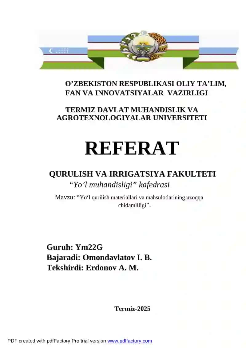 Yo'q qurilish materiallari va mahsulotlarining uzoqqa chidamliligi