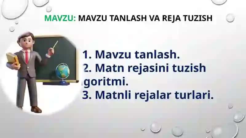 Mavzu tanlash va rejatuzish