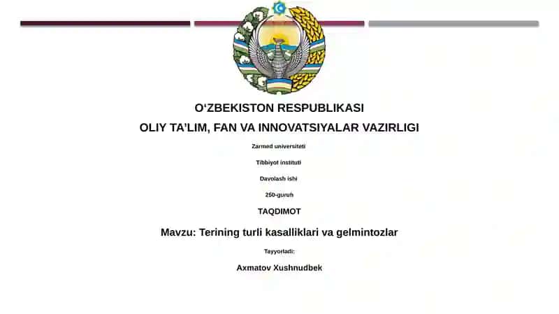 Terining turli kasalliklari va gelmintozlar