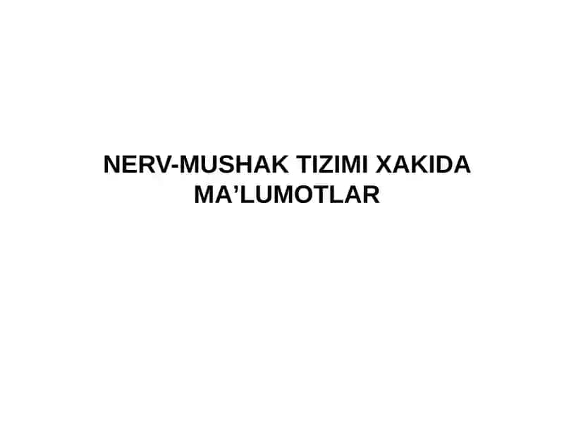 NERV-MUSHAK TIZIMI XAKIDAMAʼLUMOTLAR
