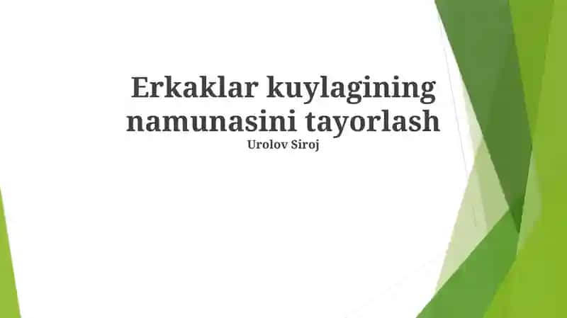 Erkaklar kuylagining namunasini tayorlash
