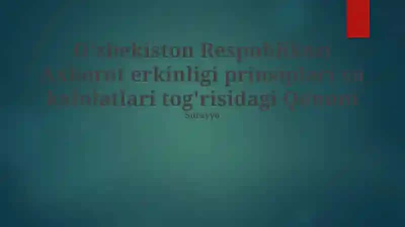 Qonun shaffoflikni targ‘ib qilsa-da