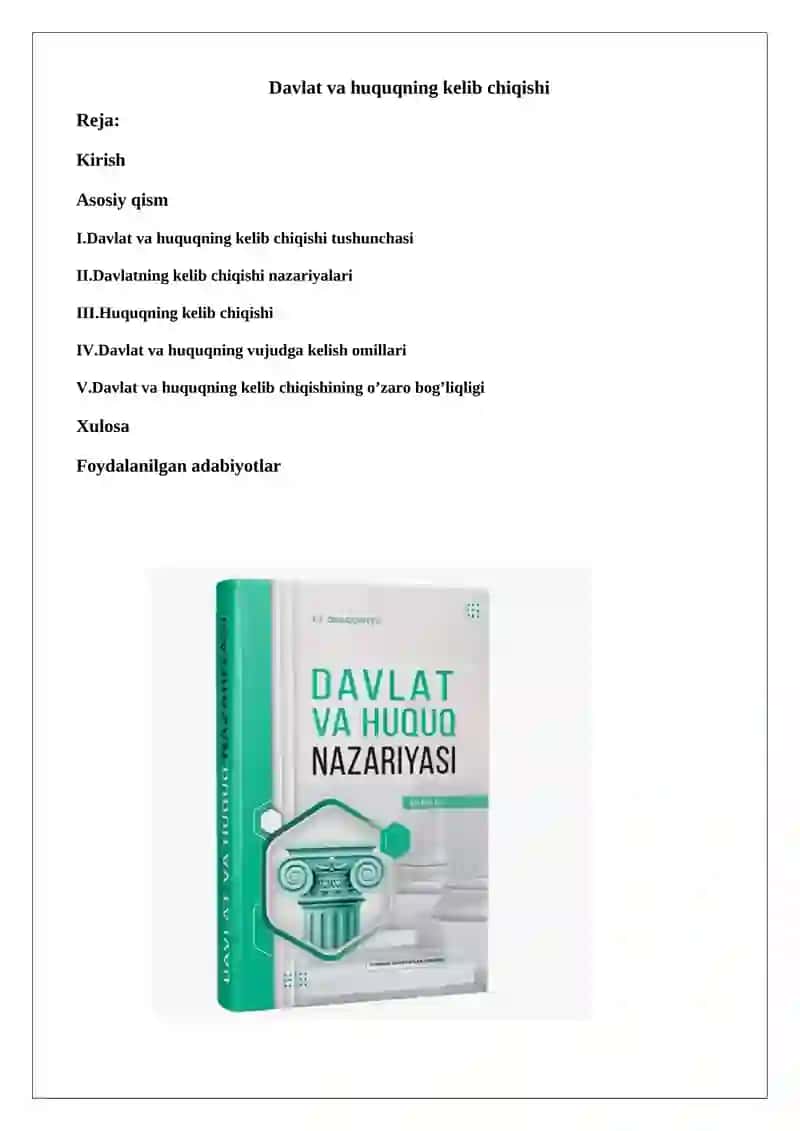 Davlat va huquqning kelib chiqishi