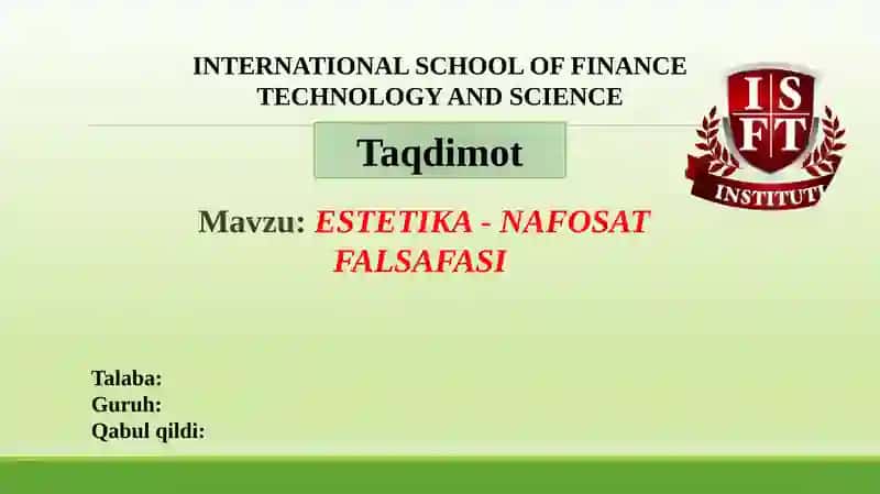 ESTETIKA-NAFOSAT FALSAFASI