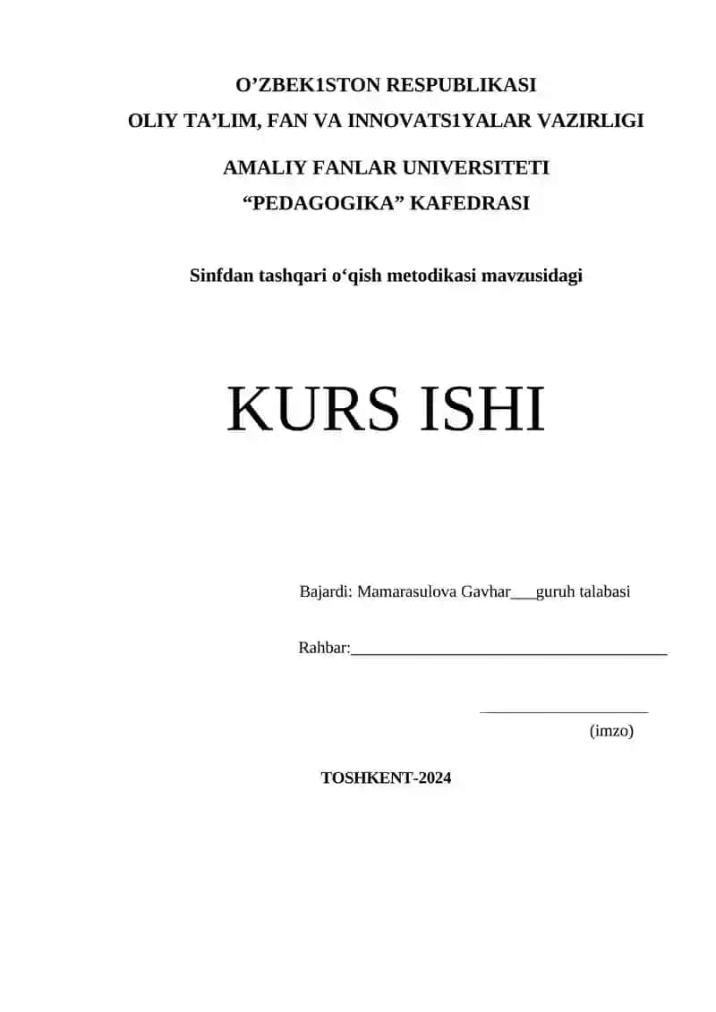 Sinfdan tashqari o‘qish mеtodikasi