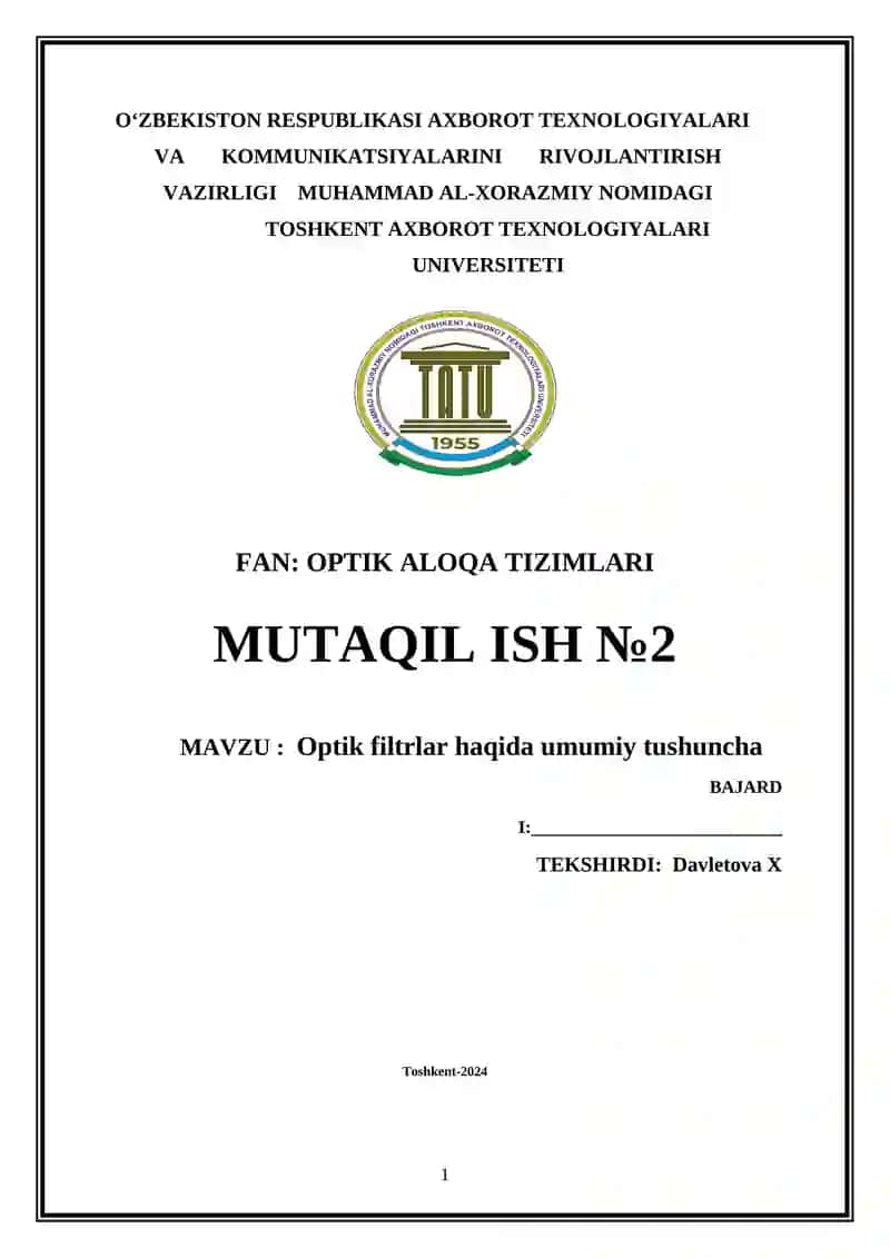 Optik filtrlar