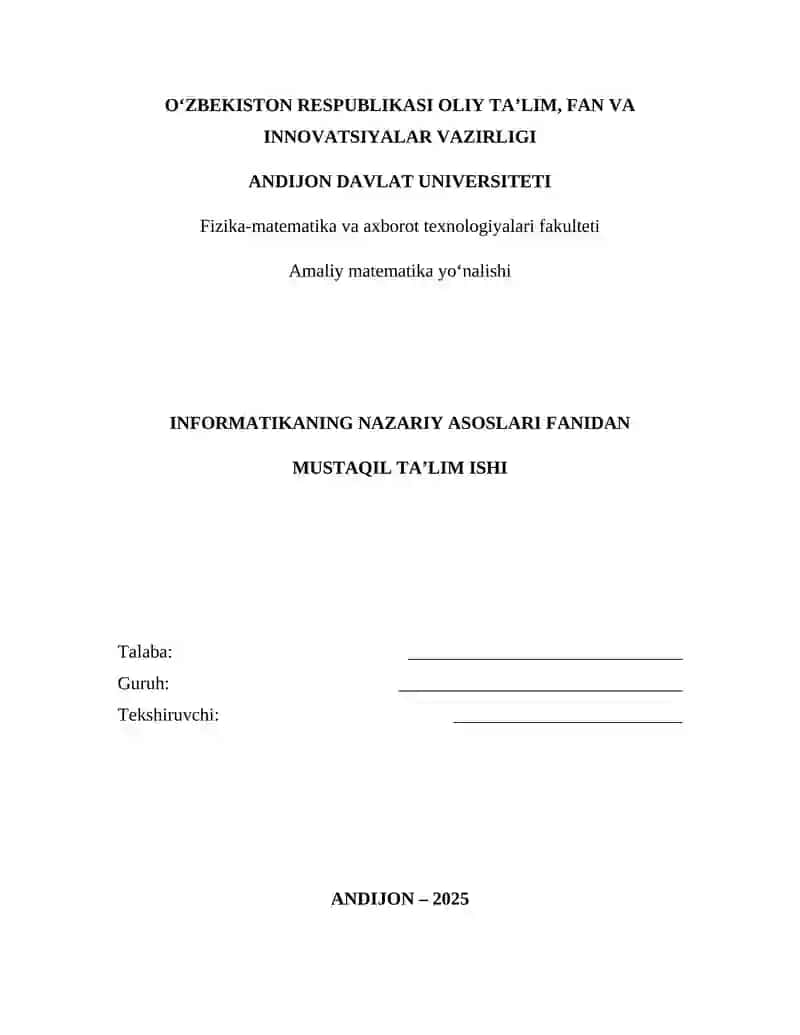 Informatikaning Nazariy Asoslari