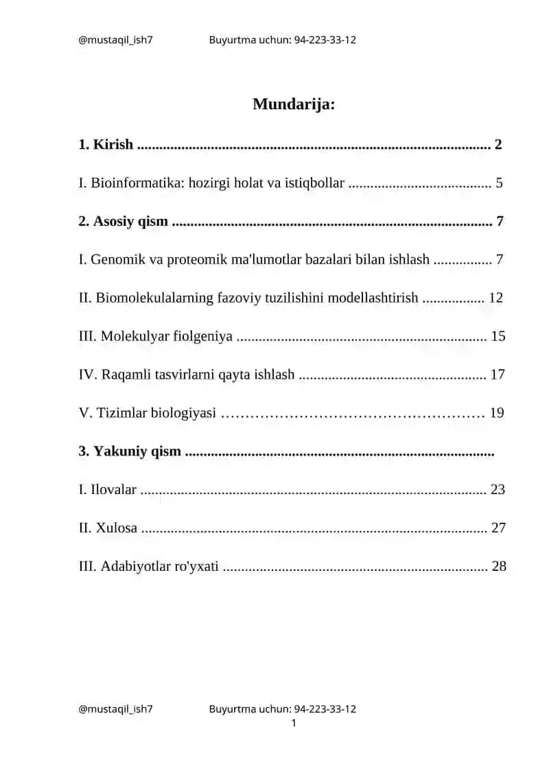 Bioinformatsion ma’lumotlar bazasi va ularning turlari