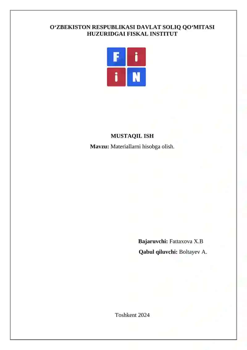 Materiallarni hisobga olish